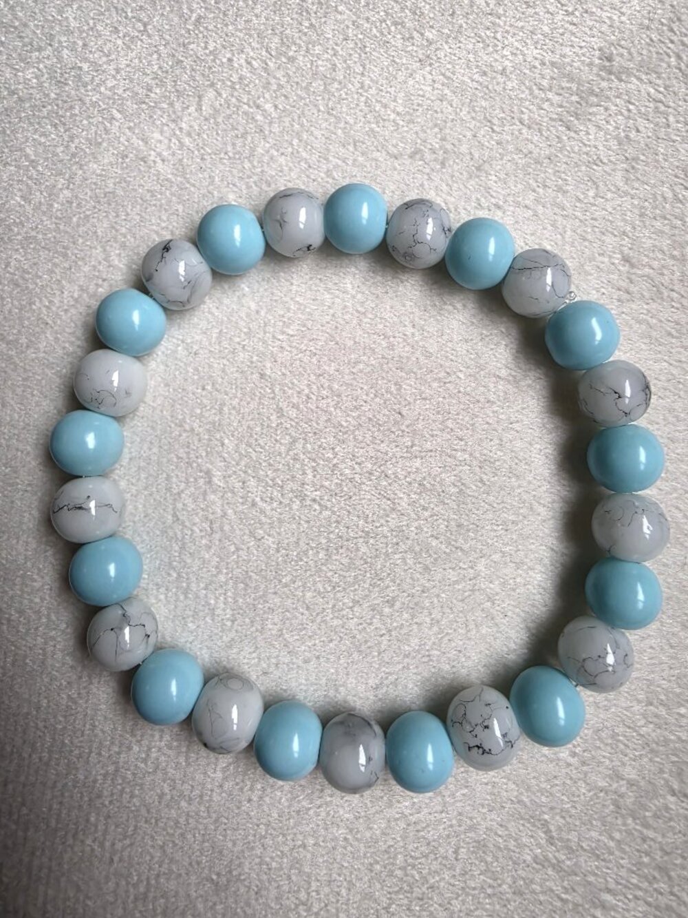 Sweet Marbles - Handmade Marble and Blue Beaded Bracelet